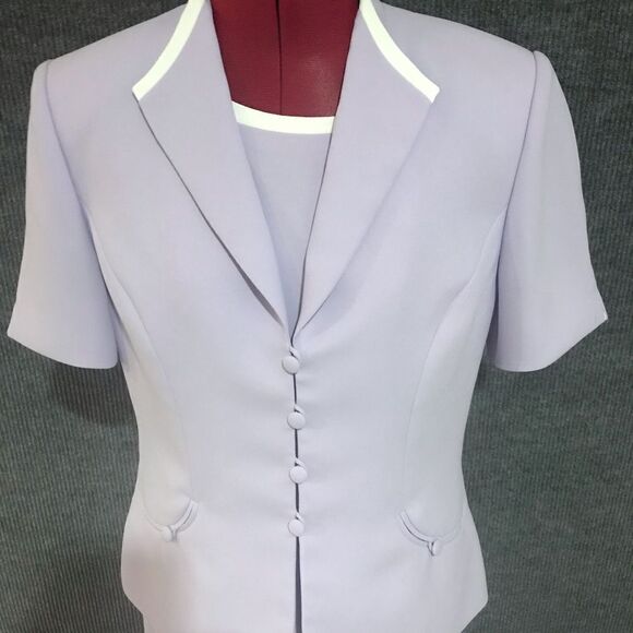 Kasper ASL Jacket Dress Women’s Size 10 Lilac 2-Piece Suit Dress Short Sleeve - Picture 5 of 11